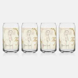 Elegantes Trinkset mit Monogramm der Jungfrau Mari Dosenglas