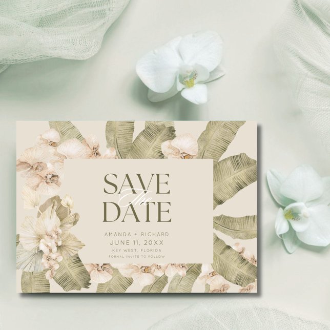 Elegantes Tropical Beach Foto Hochzeit speichern S Save The Date (Elegant Tropical Beach Photo Wedding Save the Date)