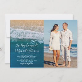 Elegantes Tropical Beach Ocean Foto Hochzeit Einladung