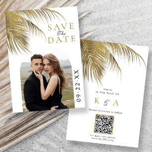 Elegantes Tropical Palm Tree Beach Hochzeitsfest F Save The Date