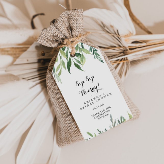 Elegantes Tropical Sip Hooray Brautparty Geschenkanhänger (Von Creator hochgeladen)