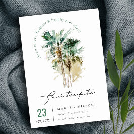 Elegantes Tropical Watercolor Palm Trees Script Save The Date