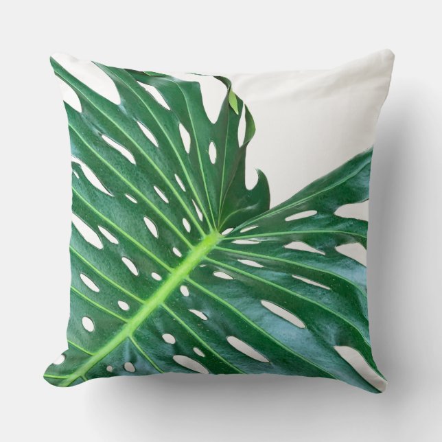 Elegantes tropisches Dschungelblatt aus Palmblätte Kissen (Vorderseite)