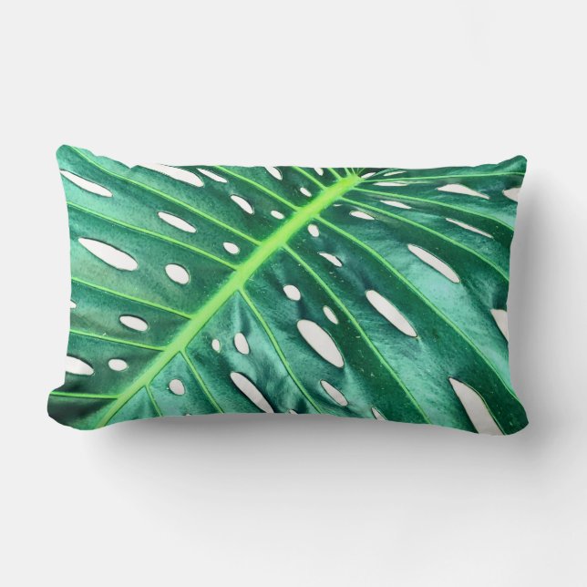 Elegantes tropisches Dschungelblatt aus Palmblätte Lendenkissen (Vorderseite)