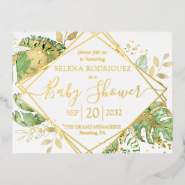 Elegantes tropisches Gender Neutral Baby Shower Go Folie Einladungspostkarte