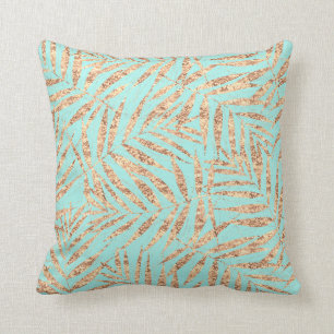 Elegantes tropisches Palm-Blätter Minze Design Kissen