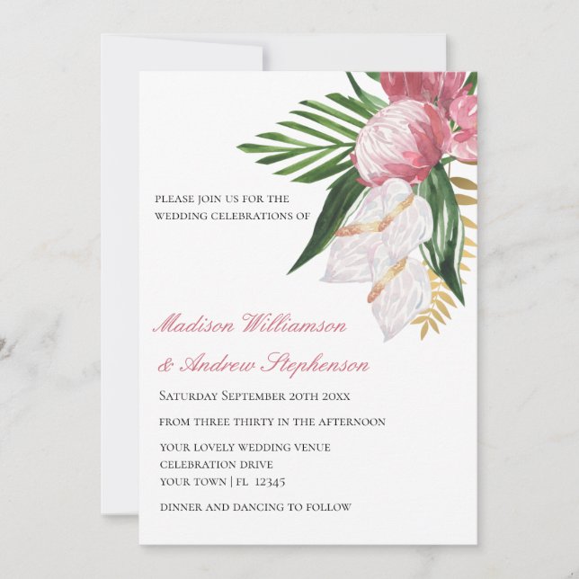 Elegantes tropisches Paradies für Hochzeiten Einladung (Vorderseite)