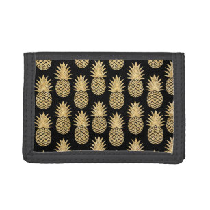 Elegantes tropisches Schwarz-und Goldananas-Muster Trifold Geldbörse