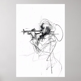 Elegantes Trumpet-Player-Portrait - Premium Poster
