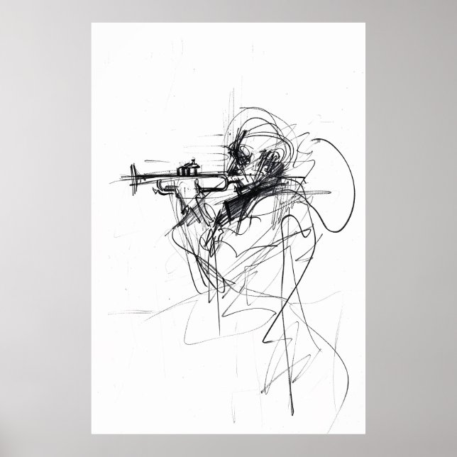 Elegantes Trumpet-Player-Portrait - Premium Poster (Vorne)