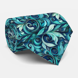 Elegantes Türkis Blumenfliesenmuster Krawatte