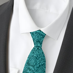 Elegantes Türkis-Blumenmuster Krawatte