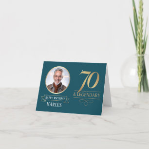 Elegantes Türkis & Gold 70. & Legendäres Geburtsta Karte