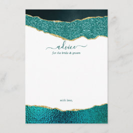 Elegantes Türkis & Gold Agate Hochzeit Hinweiskarte