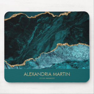 Elegantes Türkis-Gold-Glitter-Marmor-Büro Mousepad