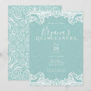 Elegantes Türkis & Spitze 15. Quinceañera Einladung