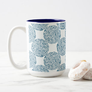 Elegantes Türkis-Swirbelmuster Zweifarbige Tasse