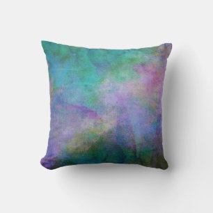 elegantes Türkis und lila Aquarellfarben abstrakt Kissen