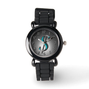 Elegantes Türkis und Silver Dollar Zeichen Stilvol Armbanduhr