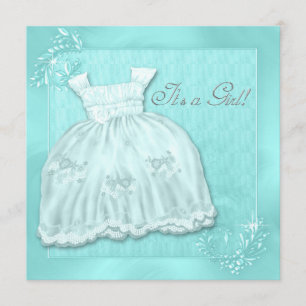 Elegantes Türkisblaues Kleid Baby Shower Einladung