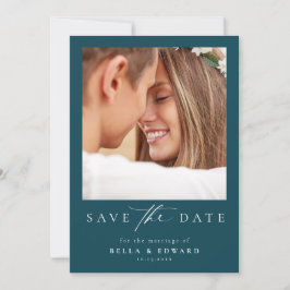 Elegantes türkisfarbenes Foto Hochzeit speichern d Save The Date
