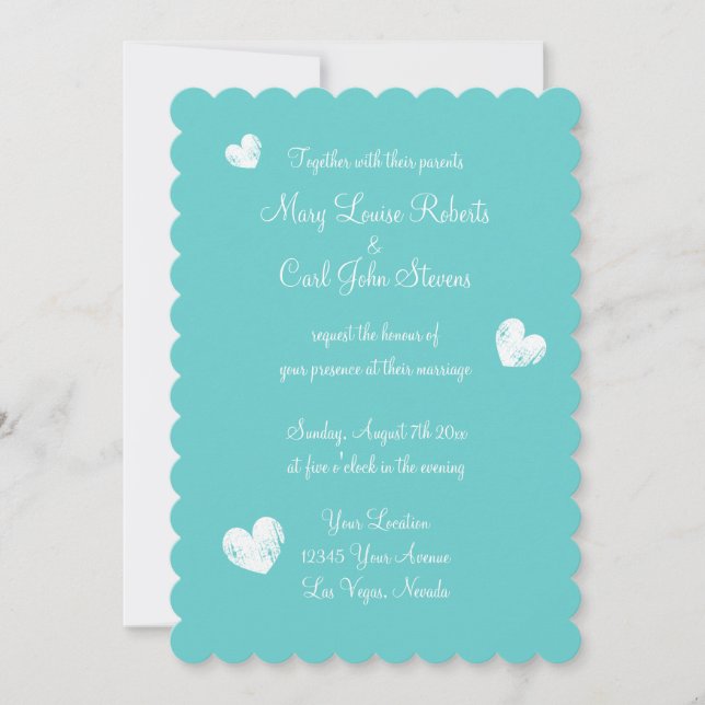 Elegantes türkisfarbenes Hochzeitsschema Einladung (Vorderseite)