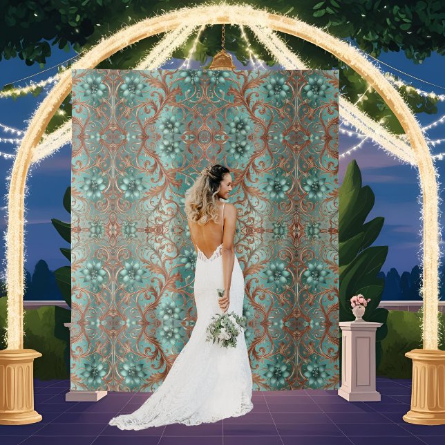 Elegantes türkisfarbenes Kupferformblatt Wandteppich (Von Creator hochgeladen)