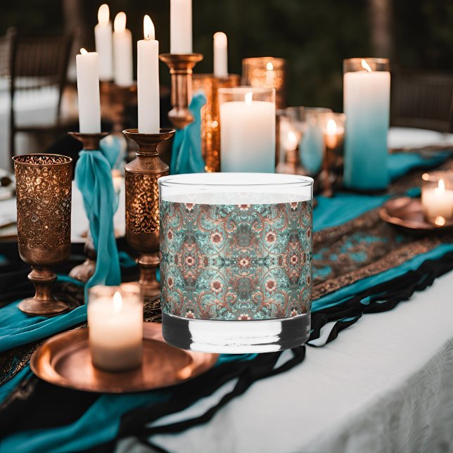 Elegantes türkisfarbenes Kupfermuster Whiskyglas (Von Creator hochgeladen)