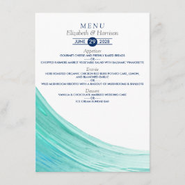 Elegantes türkisfarbenes Menü am Strand Menükarte