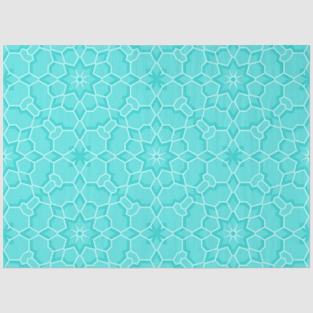 Elegantes türkisfarbenes Mosaikmuster Seidenpapier (Vorderseite)