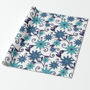 Elegantes, türkisfarbenes Muster der Blume Geschenkpapier