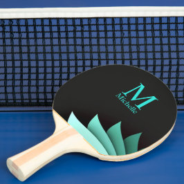 Elegantes türkisfarbenes Personalisiertes Monogram Tischtennis Schläger