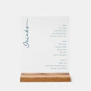 Elegantes türkisfarbenes typografisches Menüschild Acrylschild