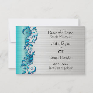 Elegantes türkisfarbenes und silberflorides Hochze Save The Date