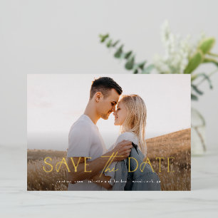 Elegantes Typografie-Foto Hochzeit speichern das D Folieneinladung