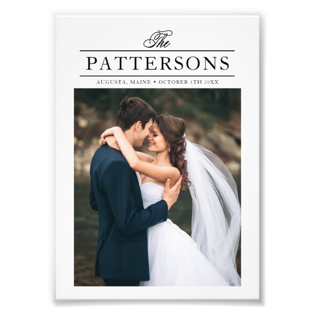 Elegantes Typografie-Personalisiertes Hochzeitssze Fotodruck (Vorne)