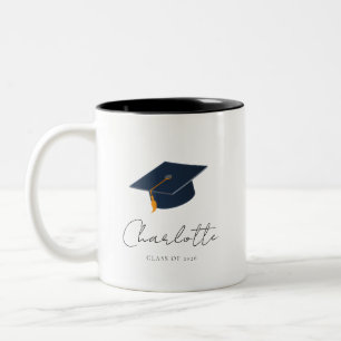 Elegantes typografisches Abschlussandenken Zweifarbige Tasse