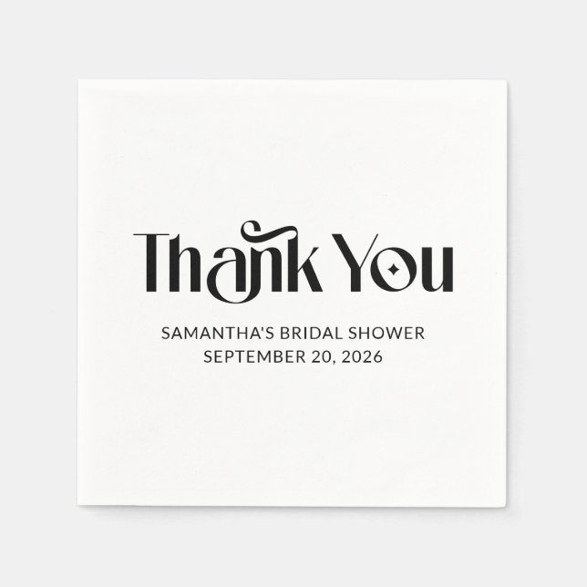 Elegantes Typografy Brautparty Vielen Dank Serviette (Vorderseite)