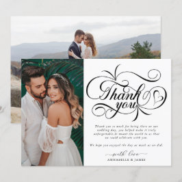 Elegantes Typografy Foto Wedding Dankeskarte