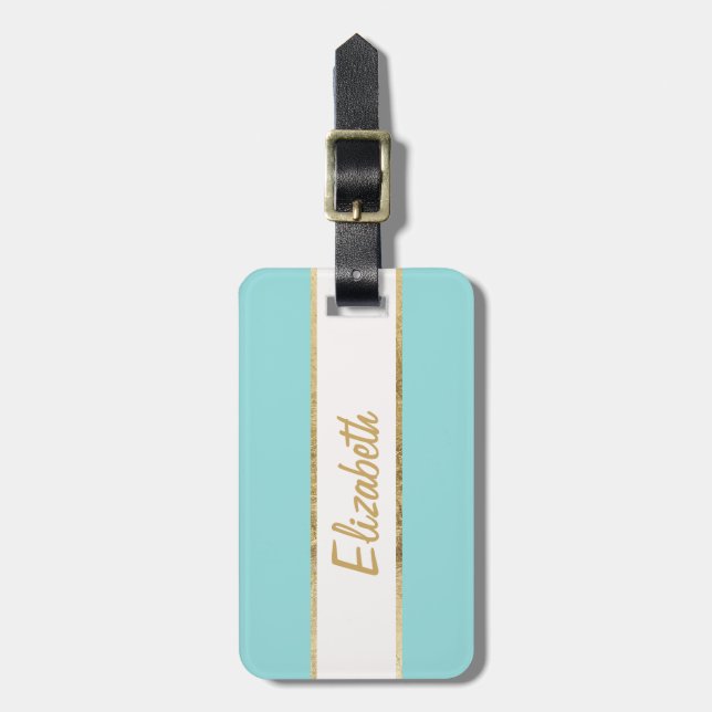 Elegantes u. einfaches Imitat-Gold und blaues Gepäckanhänger (Vorderseite vertikal)