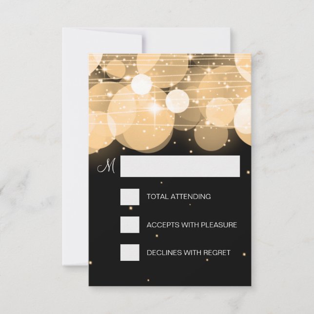 Elegantes UAWG Glow & Sparkle Gold RSVP Karte (Vorderseite)