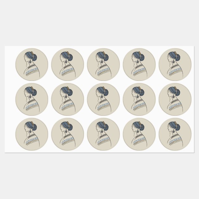 Elegantes ukrainisches Folk Art Round Labels Etiketten (Blatt)