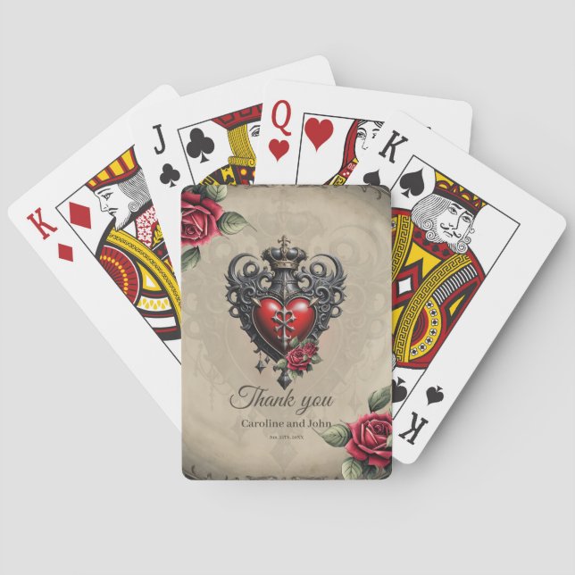 Elegantes und dennoch mystisches gotisches Herz Spielkarten (Rückseite)