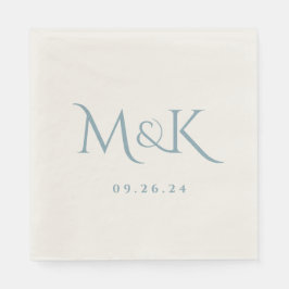 Elegantes und einfaches Dusty Blue Wedding Monogra Serviette