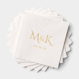 Elegantes und einfaches Hochzeitmonogramm Servietten Mit Folie