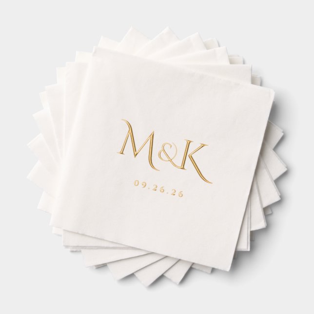 Elegantes und einfaches Hochzeitmonogramm Servietten Mit Folie (Insitu (Gestapelt))