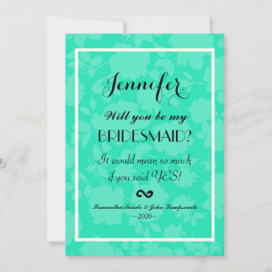 Elegantes und einfaches zweifarbiges Teal-Blumenmu Einladung