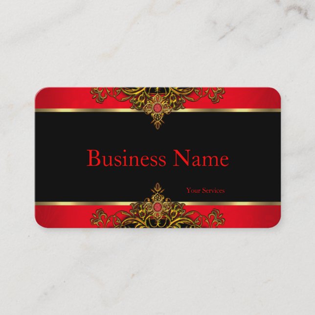 Elegantes und Elite Regal Red Black and Gold Gem Visitenkarte (Vorderseite)