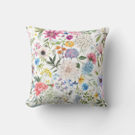 Elegantes und farbenfrohes Wildblume-Muster Kissen
