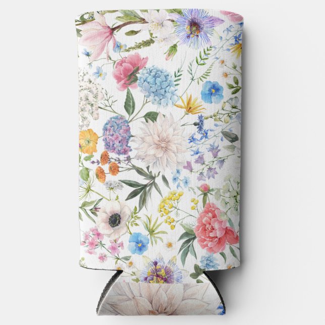 Elegantes und farbenfrohes Wildblume-Muster Selters Dosenkühler (Vorderseite)